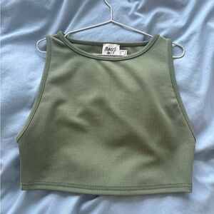 Princess Polly Sage Green Ribbed Tank Top